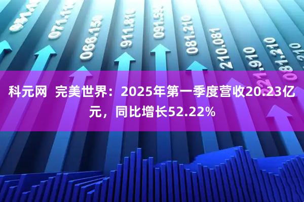 科元网  完美世界：2025年第一季度营收20.23亿元，同比增长52.22%