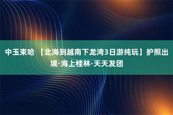中玉束哈 【北海到越南下龙湾3日游纯玩】护照出境·海上桂林·天天发团